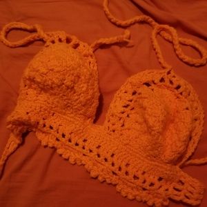 cute knit crop top peach orange color